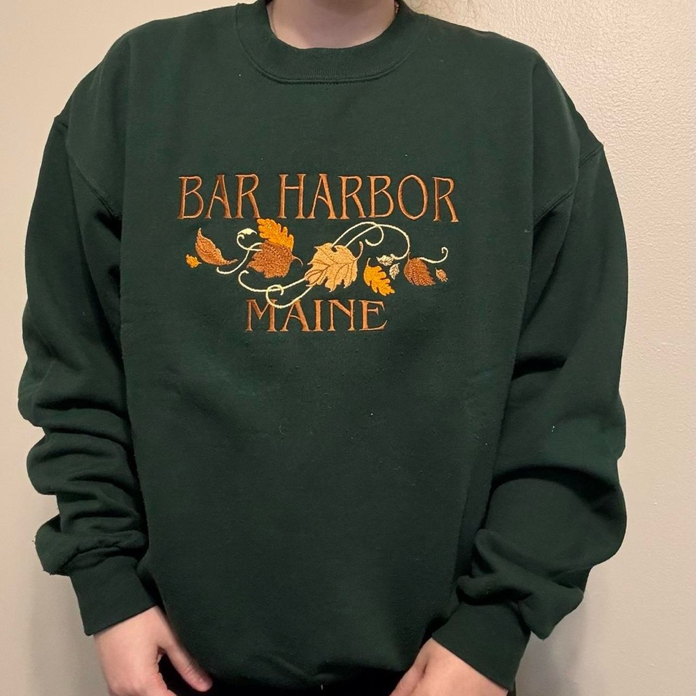 Bar Harbor Maine Forest Green Crewneck Sweater